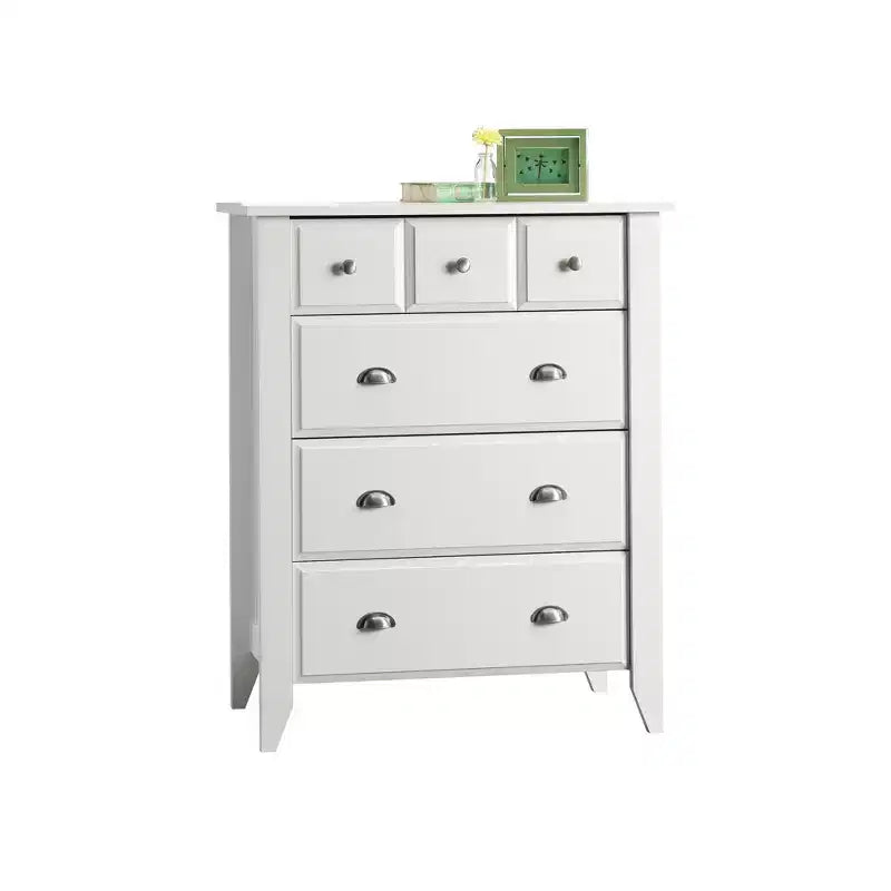 8,25 po H Commode verticale en bois composite avec 4 tiroirs au fini blanc