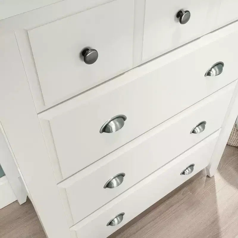 8,25 po H Commode verticale en bois composite avec 4 tiroirs au fini blanc