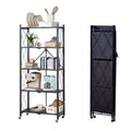 5 Tier Storage Shelf with Wheels Metal Collapsible Shelving Unit Display, No Assembly Organizer Rack for Garage Kitchen Basement Pantry