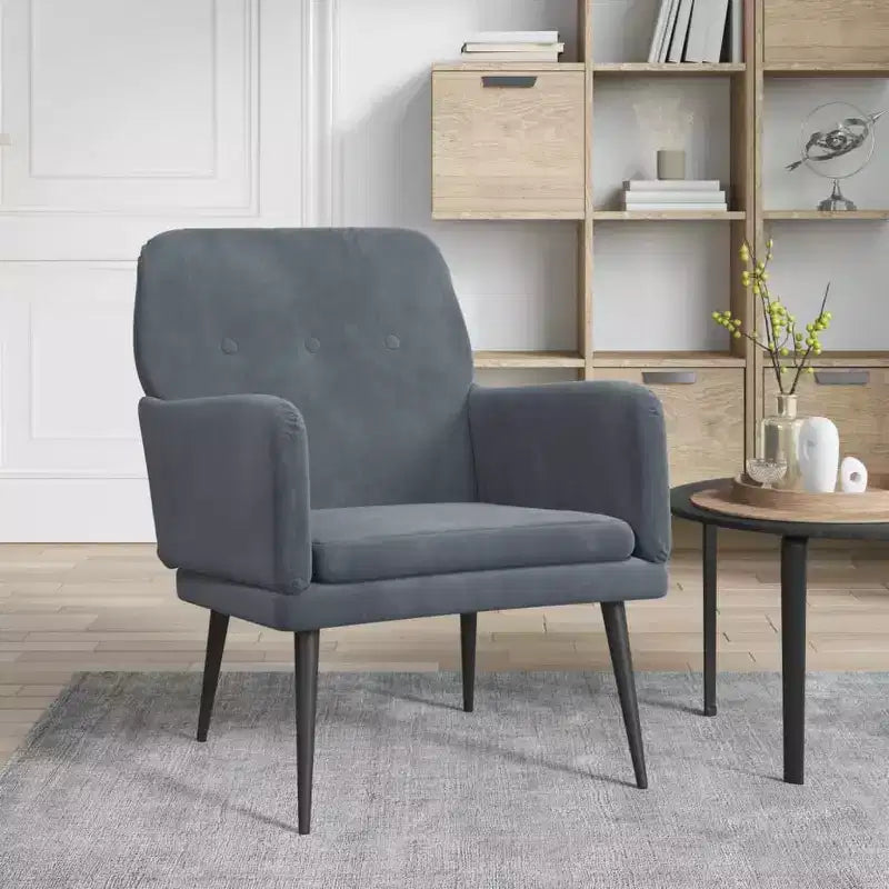 Fauteuil gris foncé 24,4x31,1x31,1 Velours - Gris foncé