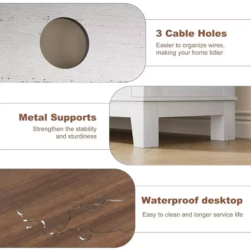 65 Modern TV Stand | Semi-Open Double Doors & 8 Compartments | 3 Adjustable Shelves | PB+MDF | for Living Room & Bedroom