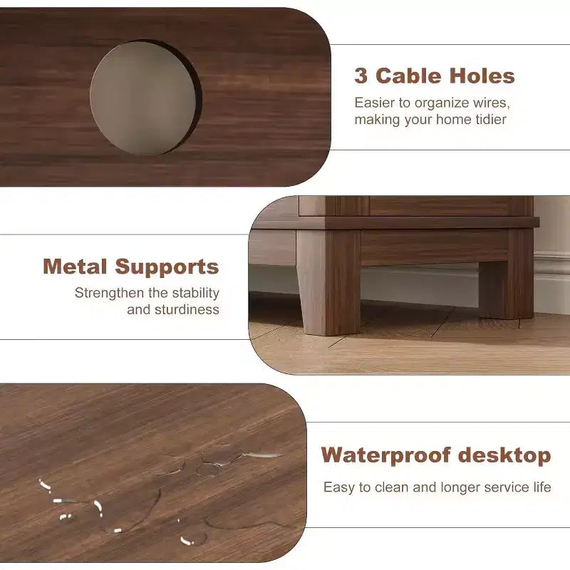 65 Modern TV Stand | Semi-Open Double Doors & 8 Compartments | 3 Adjustable Shelves | PB+MDF | for Living Room & Bedroom