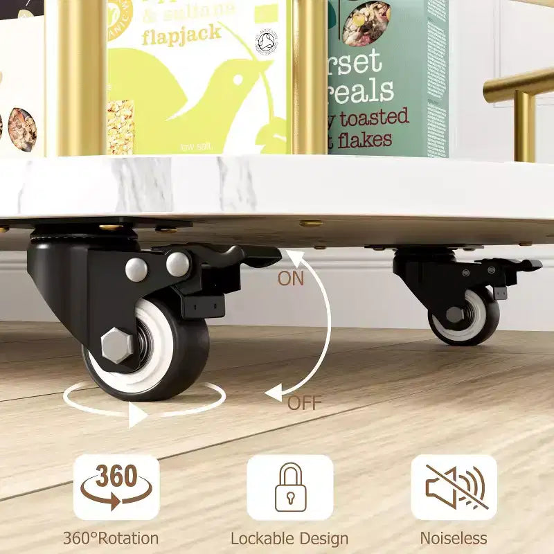 Chariot de bar à 4 niveaux avec porte-bouteilles et porte-verres, desserte mobile à roulettes pour cuisine, salle à manger, salon, or et blanc