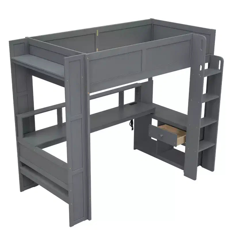 Ultimate Gaming Loft Bed with LED Desk, Charging Station & Built-in Storage