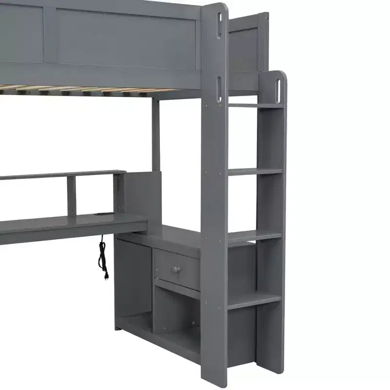 Ultimate Gaming Loft Bed with LED Desk, Charging Station & Built-in Storage