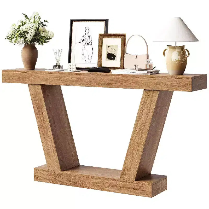 Table console de canapé de ferme à 2 niveaux de 63 po, Table étroite derrière le canapé, Table d'appoint extra-longue pour l'entrée, le foyer, le salon