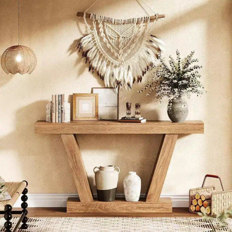 2-Tier 63 Farmhouse Console Sofa Table, Narrow Table Behind Couch Sofa, Extra-Long Accent Entryway Table for Hallway, Foyer, Living Room