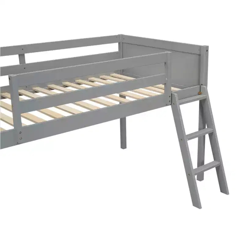 Lit mezzanine bas pour enfants, cadre de lit mezzanine junior en bois avec échelle pour filles garçons adolescents