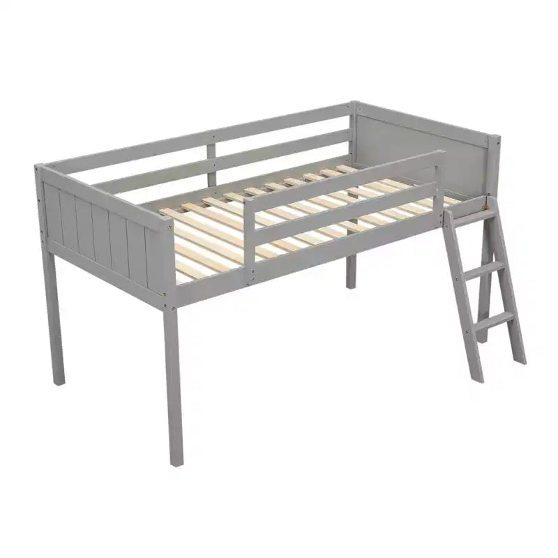Lit mezzanine bas pour enfants, cadre de lit mezzanine junior en bois avec échelle pour filles garçons adolescents