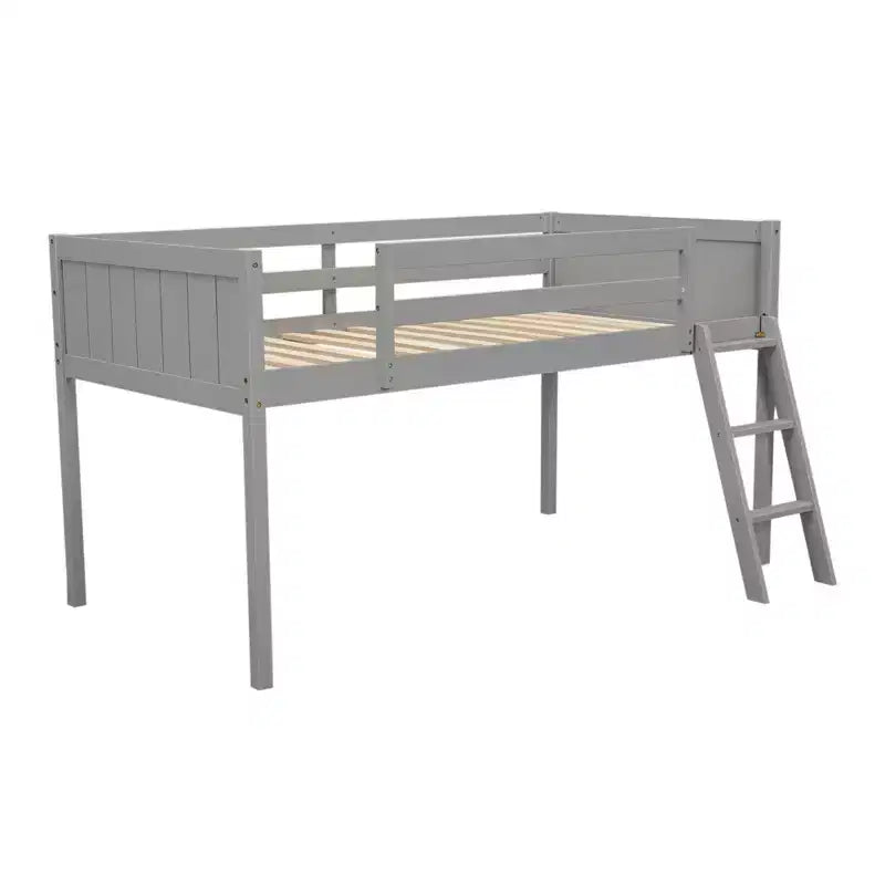 Lit mezzanine bas pour enfants, cadre de lit mezzanine junior en bois avec échelle pour filles garçons adolescents