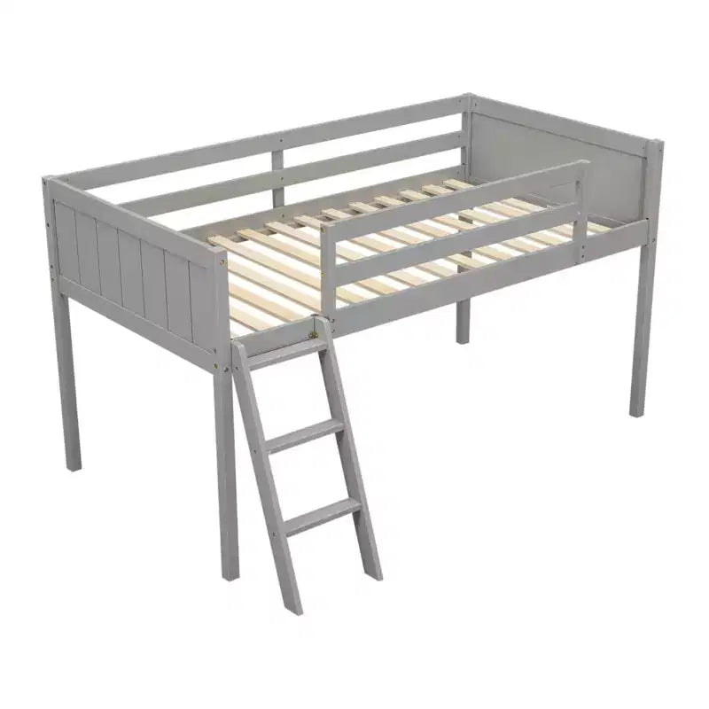 Lit mezzanine bas pour enfants, cadre de lit mezzanine junior en bois avec échelle pour filles garçons adolescents