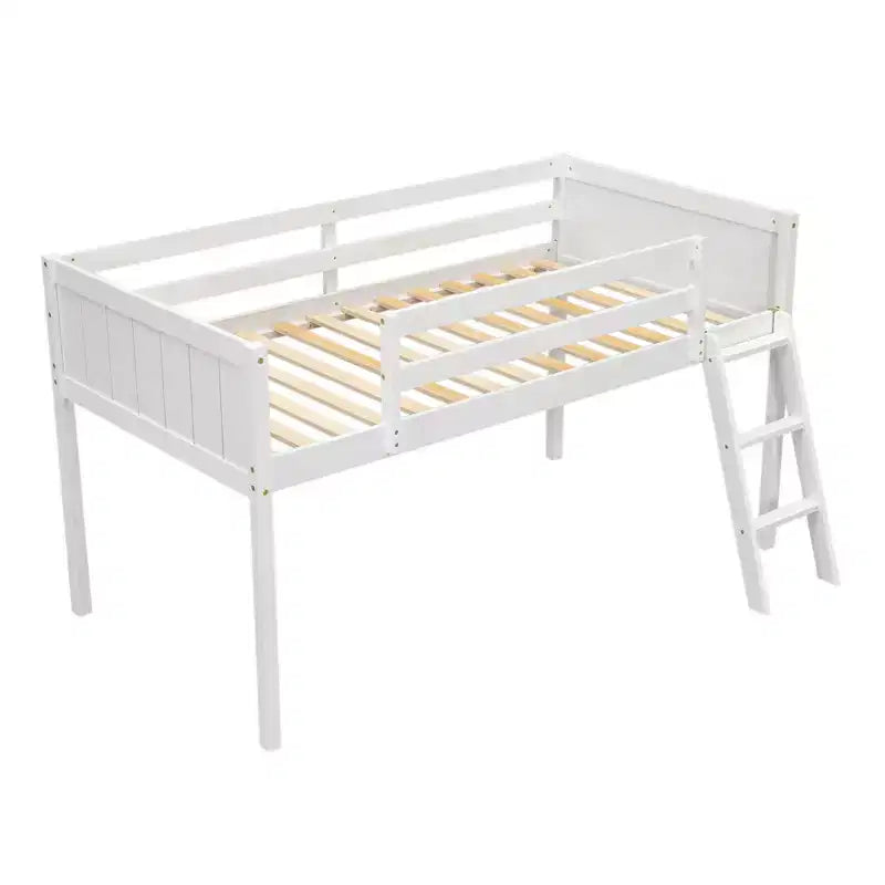 Lit mezzanine bas pour enfants, cadre de lit mezzanine junior en bois avec échelle pour filles garçons adolescents