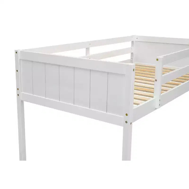 Lit mezzanine bas pour enfants, cadre de lit mezzanine junior en bois avec échelle pour filles garçons adolescents