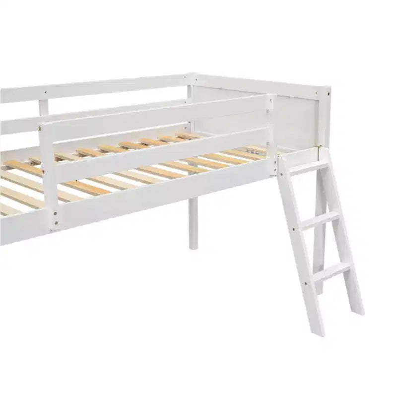 Lit mezzanine bas pour enfants, cadre de lit mezzanine junior en bois avec échelle pour filles garçons adolescents