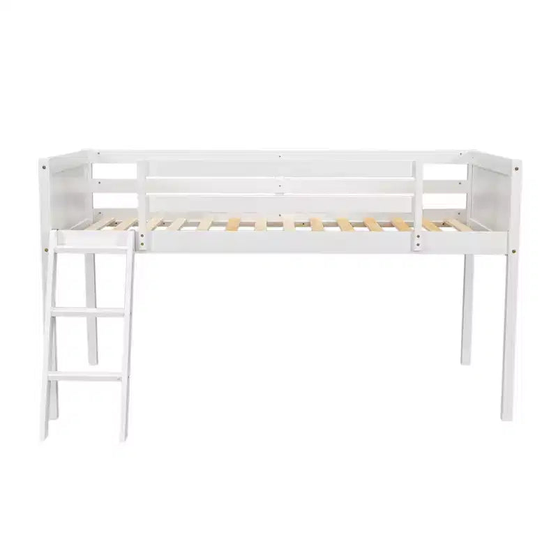Lit mezzanine bas pour enfants, cadre de lit mezzanine junior en bois avec échelle pour filles garçons adolescents