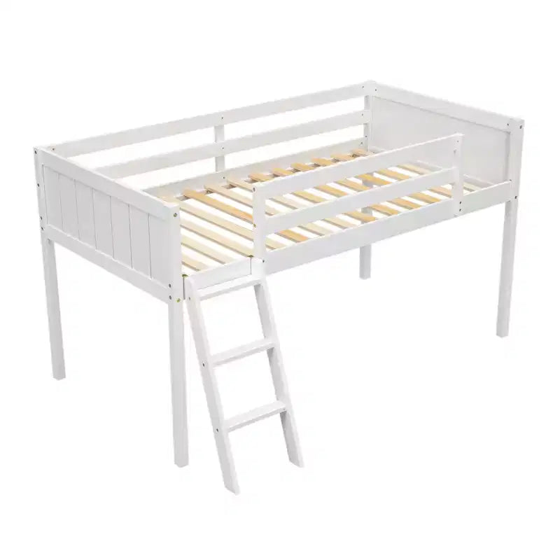 Lit mezzanine bas pour enfants, cadre de lit mezzanine junior en bois avec échelle pour filles garçons adolescents