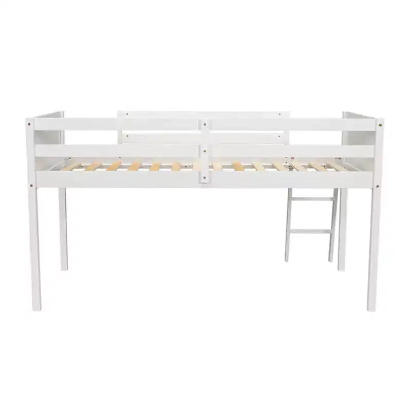Lit mezzanine bas pour enfants, cadre de lit mezzanine junior en bois avec échelle pour filles garçons adolescents