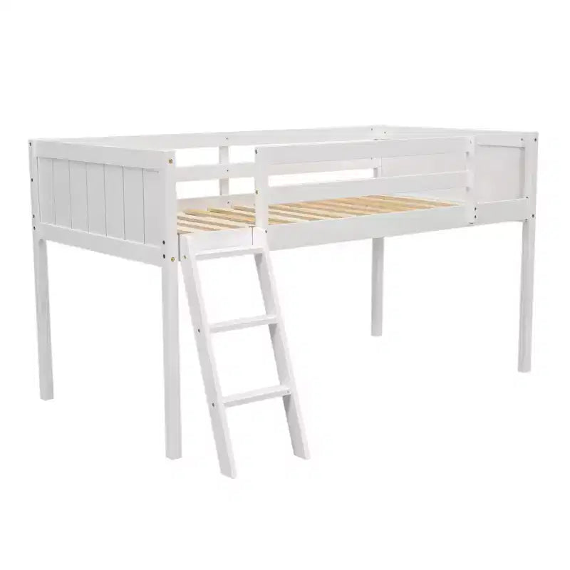 Lit mezzanine bas pour enfants, cadre de lit mezzanine junior en bois avec échelle pour filles garçons adolescents