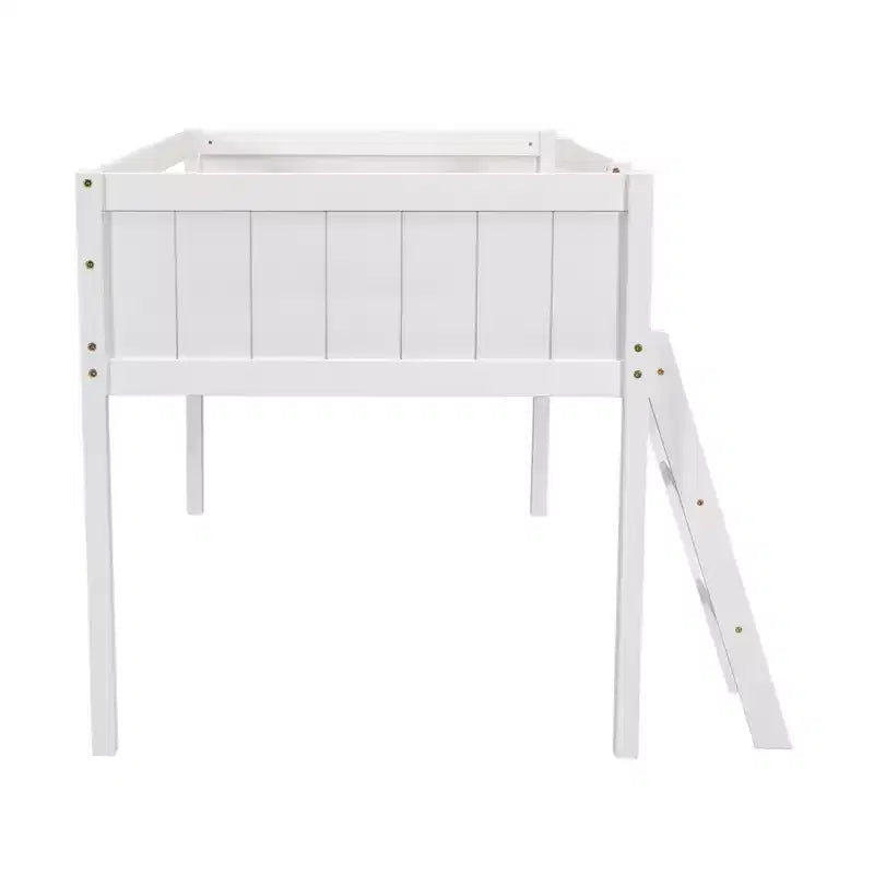 Lit mezzanine bas pour enfants, cadre de lit mezzanine junior en bois avec échelle pour filles garçons adolescents