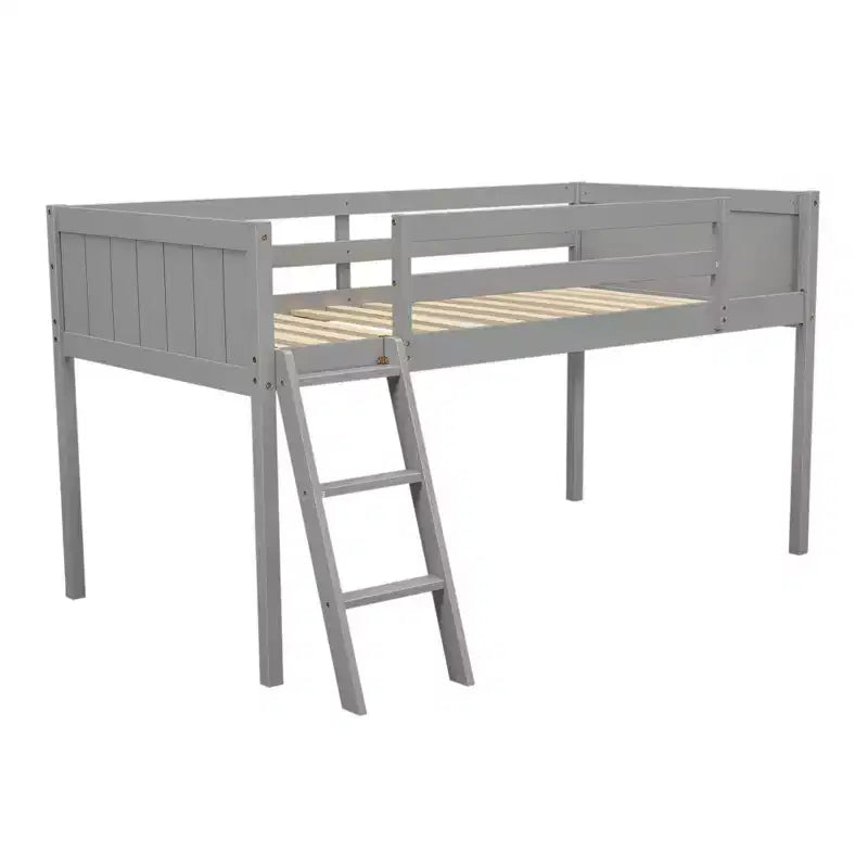 Lit mezzanine bas pour enfants, cadre de lit mezzanine junior en bois avec échelle pour filles garçons adolescents