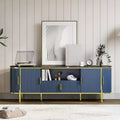 Fluted TV Stand, TV Entertainment Center with Faux Marble Top, Console Table with Adjustable Shelves Sliding Doors, for Living Room, Bedroom