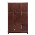 Keloyid Seusar Brownish Yellow Wood 46.3 in. Armoire with 2 Drawers, Hanging Rod and Shelves