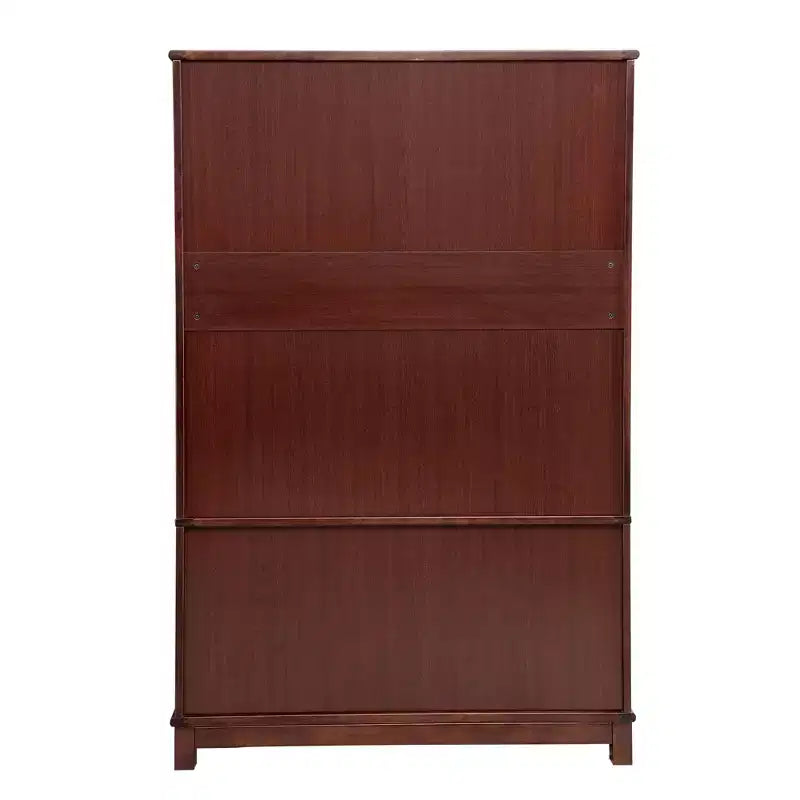 Brownish Yellow Wood 46.3 in. Armoire with 2 Drawers, Hanging Rod and Shelves