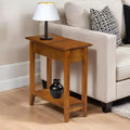 HomeStock 24 in.H Brown Color Wedge Wood Table Top End Table 1 -piece