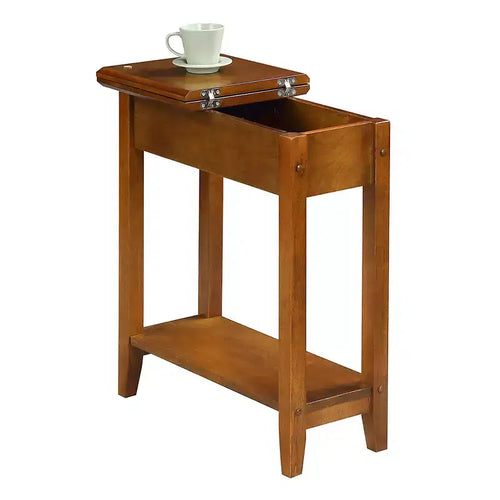 24 in.H Brown Color Wedge Wood Table Top End Table 1 -piece