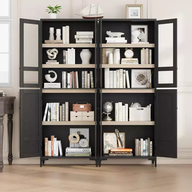 Armoire de rangement à 5 niveaux de 71 pouces de haut, organisateur de garde-manger à 4 portes avec étagères réglables pour cuisine, salle de bain, salle à manger