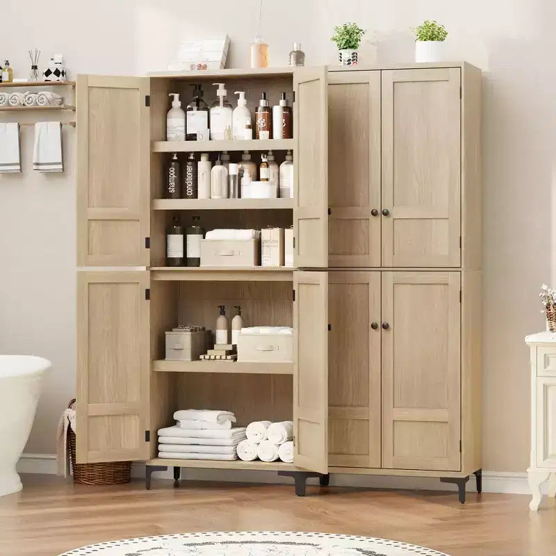 Armoire de rangement à 5 niveaux de 71 pouces de haut, organisateur de garde-manger à 4 portes avec étagères réglables pour cuisine, salle de bain, salle à manger