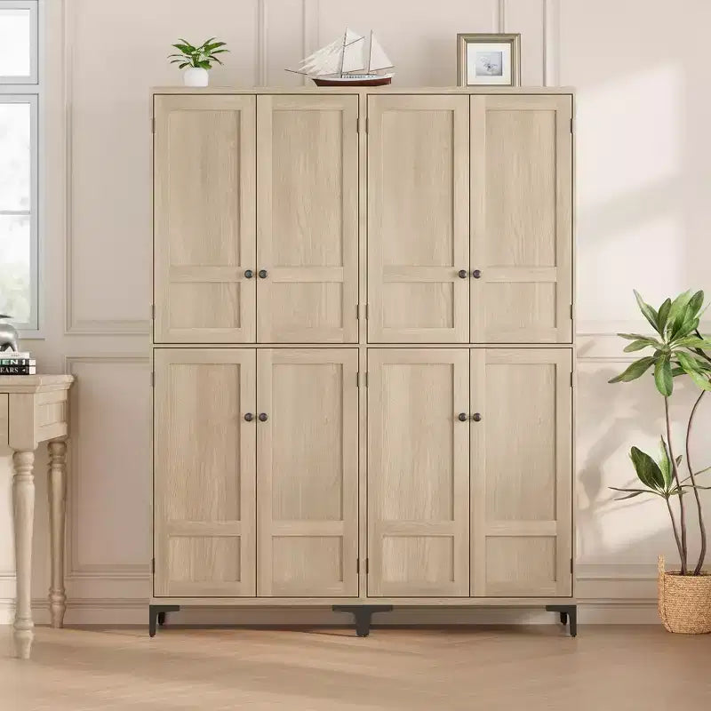 Armoire de rangement à 5 niveaux de 71 pouces de haut, organisateur de garde-manger à 4 portes avec étagères réglables pour cuisine, salle de bain, salle à manger