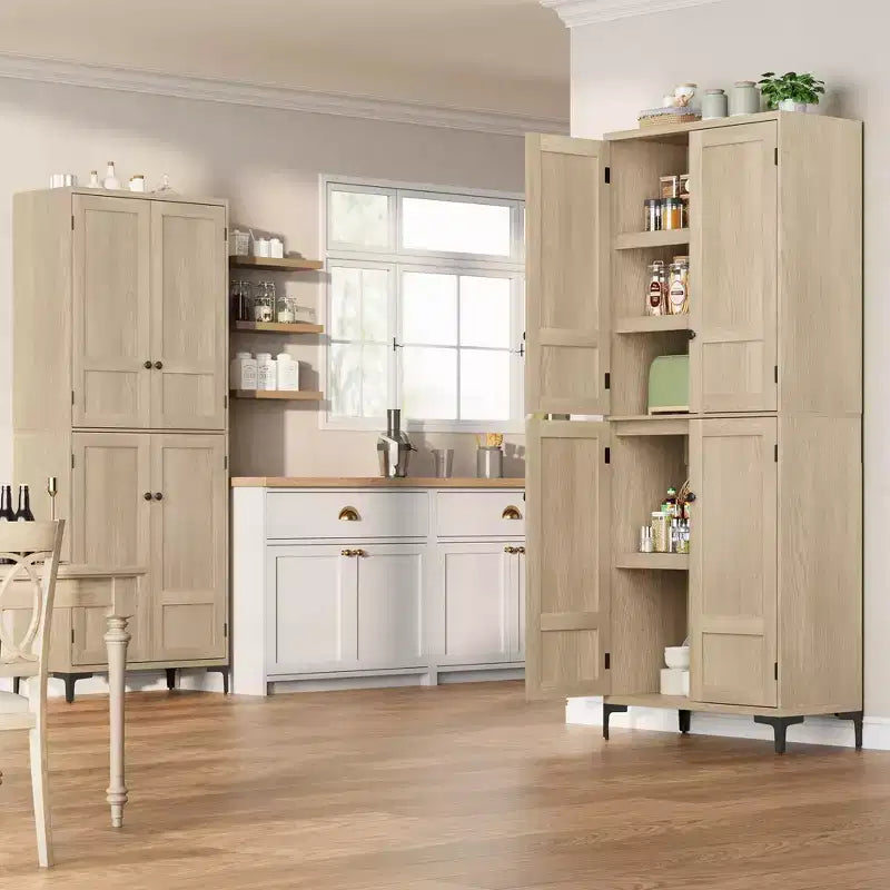 Armoire de rangement à 5 niveaux de 71 pouces de haut, organisateur de garde-manger à 4 portes avec étagères réglables pour cuisine, salle de bain, salle à manger
