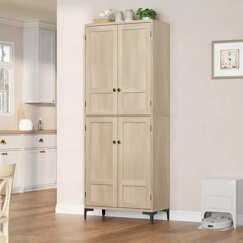 Armoire de rangement à 5 niveaux de 71 pouces de haut, organisateur de garde-manger à 4 portes avec étagères réglables pour cuisine, salle de bain, salle à manger