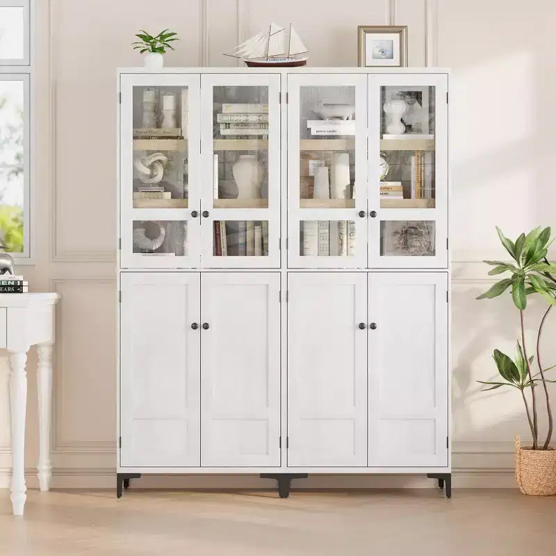 Armoire de rangement à 5 niveaux de 71 pouces de haut, organisateur de garde-manger à 4 portes avec étagères réglables pour cuisine, salle de bain, salle à manger