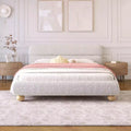 GDFStudio Philemon Contemporary Low Profile Upholstered Queen Size Bed with Teddy Fleece Fabric and Wood Legs