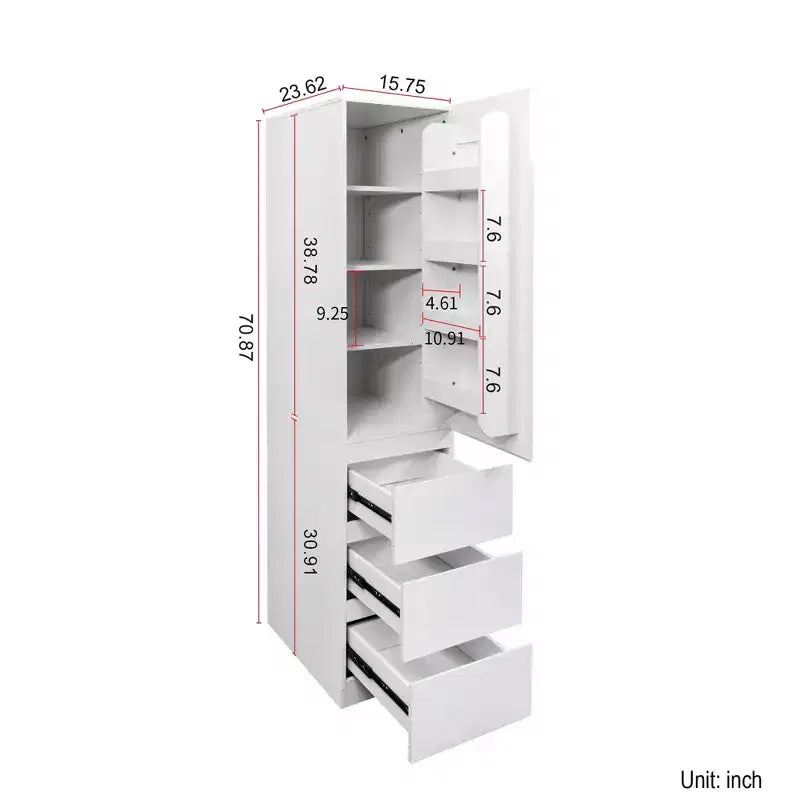 Meuble de rangement pour garde-manger en bois blanc de 40 cm avec tiroirs