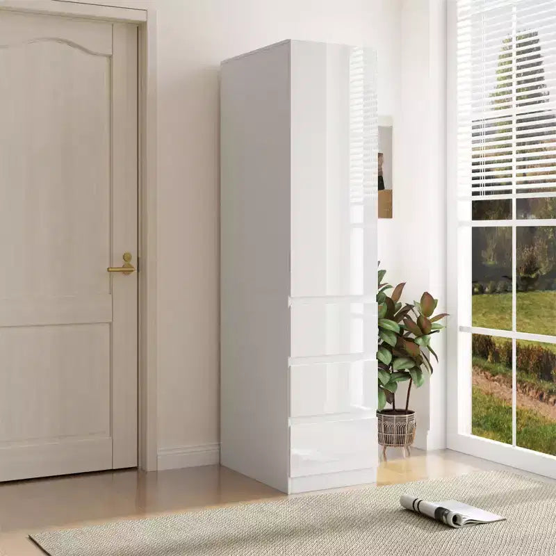 Meuble de rangement pour garde-manger en bois blanc de 40 cm avec tiroirs