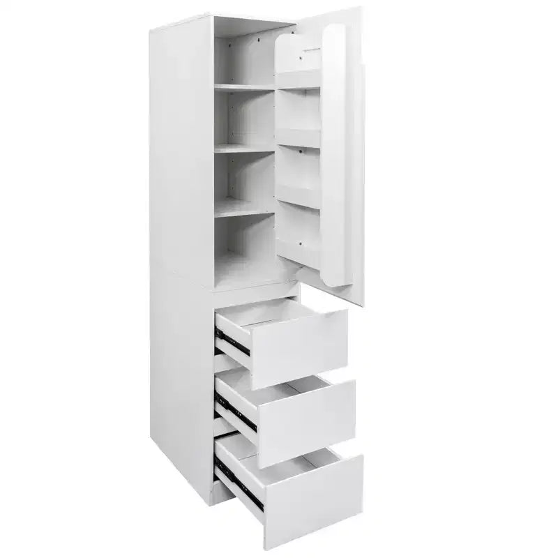 Meuble de rangement pour garde-manger en bois blanc de 40 cm avec tiroirs