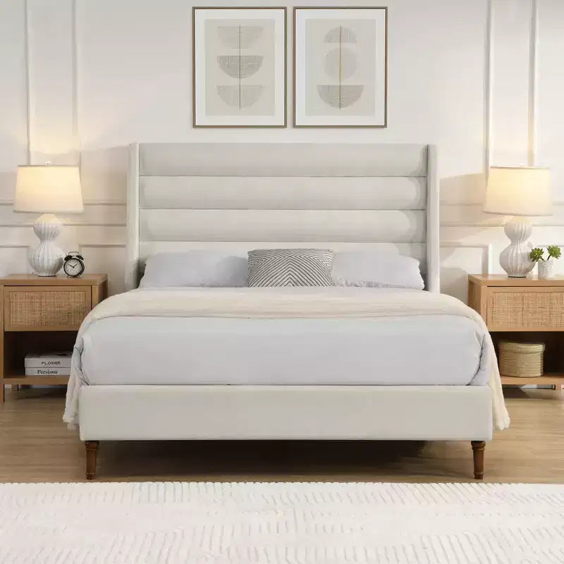GDFStudio Hector Modern Chenille Upholstered with High Headboard