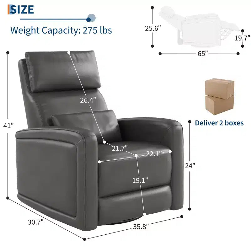 Manual recliner, 360 rotating rocking chair, single sofa with ergonomic backrest, suitable for living room