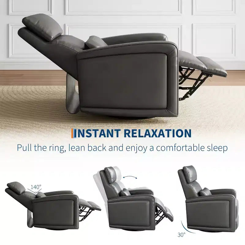 Manual recliner, 360 rotating rocking chair, single sofa with ergonomic backrest, suitable for living room