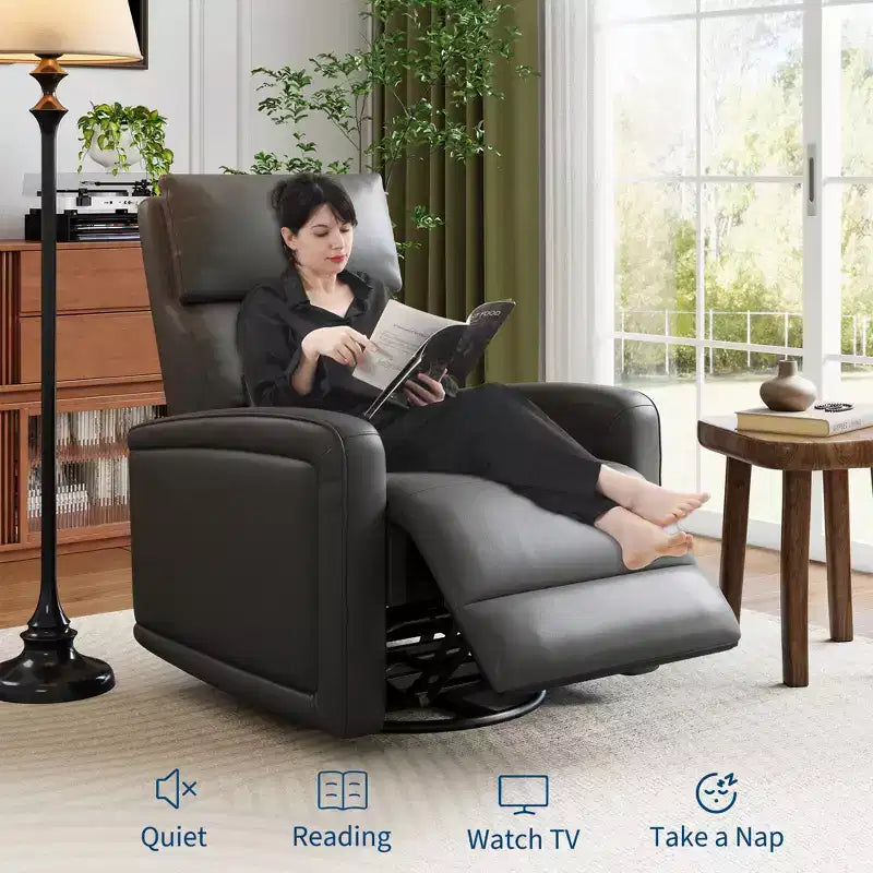 Manual recliner, 360 rotating rocking chair, single sofa with ergonomic backrest, suitable for living room