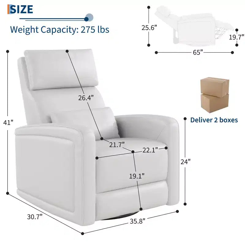 Manual recliner, 360 rotating rocking chair, single sofa with ergonomic backrest, suitable for living room