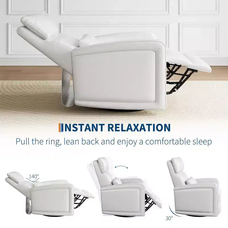 Manual recliner, 360 rotating rocking chair, single sofa with ergonomic backrest, suitable for living room
