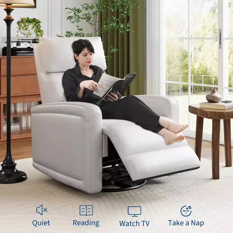 Manual recliner, 360 rotating rocking chair, single sofa with ergonomic backrest, suitable for living room