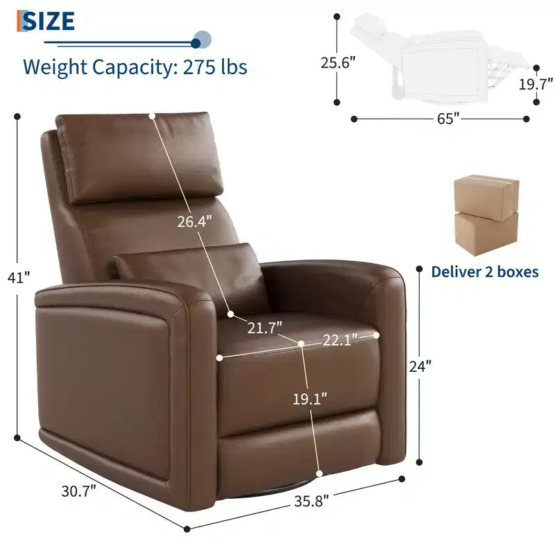 Manual recliner, 360 rotating rocking chair, single sofa with ergonomic backrest, suitable for living room
