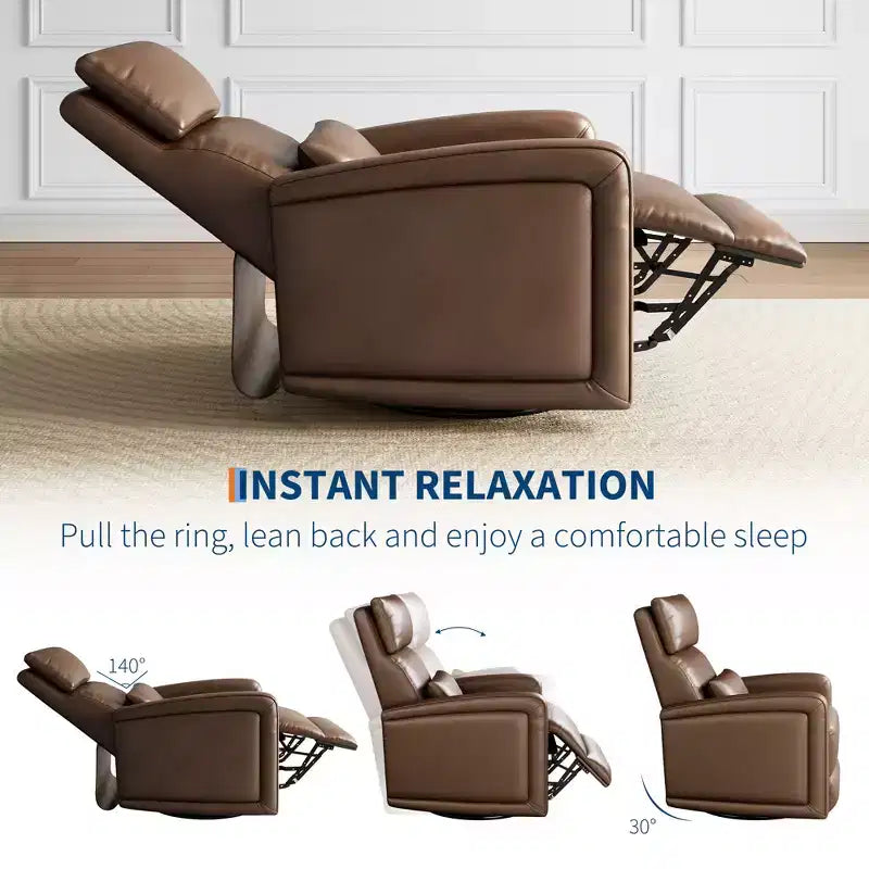 Manual recliner, 360 rotating rocking chair, single sofa with ergonomic backrest, suitable for living room