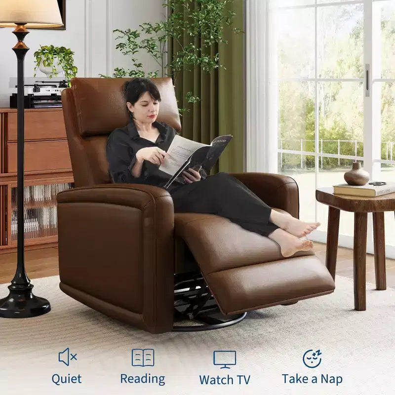 Manual recliner, 360 rotating rocking chair, single sofa with ergonomic backrest, suitable for living room