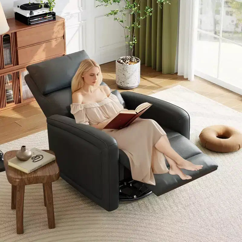 Manual recliner, 360 rotating rocking chair, single sofa with ergonomic backrest, suitable for living room